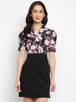 Latin Quarters - Women Black Short Sleeve Polyester Dress