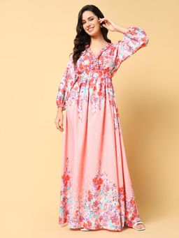 SHOWOFF - Womens Printed Pink Fit and Flare Dress