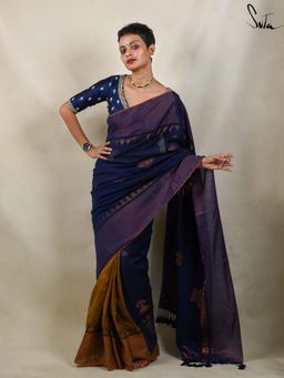 Suta - Women Blue Cotton Woven Saree