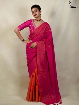 Suta - Women Pink Cotton Woven Saree