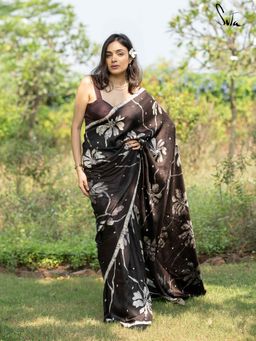 Suta - Women Brown Silk Printed Saree