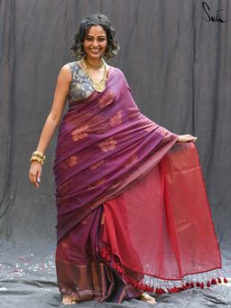 Suta - Women Purple Cotton Woven Saree