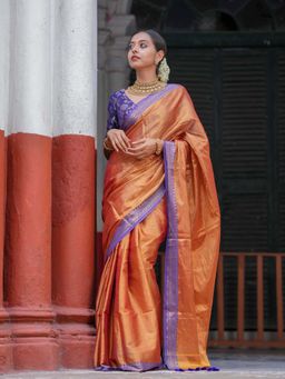 Suta - Women Blue Cotton Woven Saree