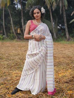 Suta - Women Multi-Colour Cotton Stripes Saree