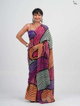 Suta - Women Multi-Colour Cotton Printed Saree