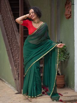 Suta - Women Green Cotton Woven Saree
