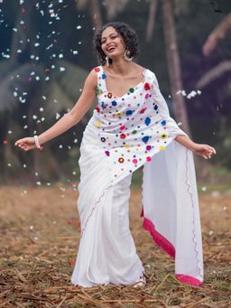 Suta - Women Multi-Colour Cotton Embroidered Saree