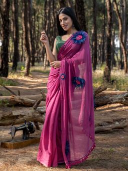 Suta - Women Pink Cotton Woven Saree