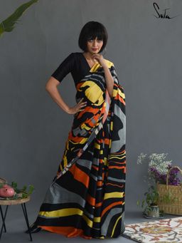 Suta - Women Multi-Colour Viscose Printed Saree