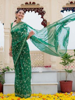 Suta - Women Green Organza Embellished/Sequined Saree
