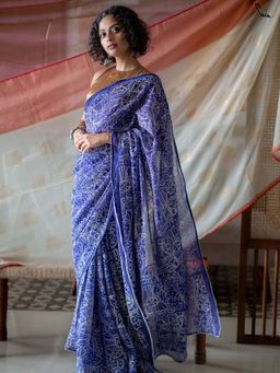Suta - Women Blue Organza Woven Saree