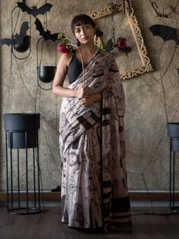 Suta - Women Beige Cotton Printed Saree