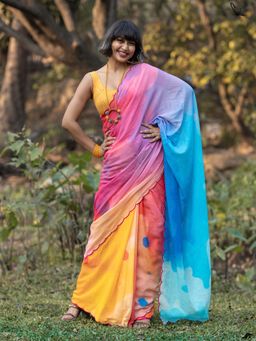 Suta - Women Multi-Colour Cotton Printed Saree
