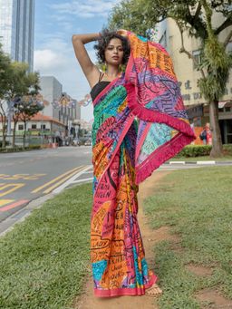 Suta - Women Multi-Colour Cotton Printed Saree