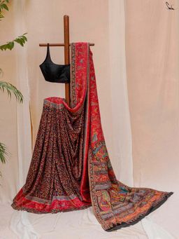 Suta - Women Black Wool Printed Saree