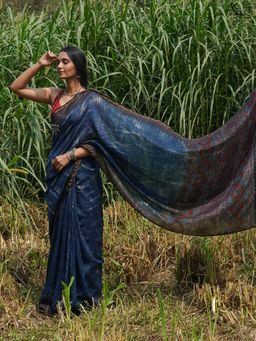 Suta - Women Blue Chanderi Silk Woven Saree