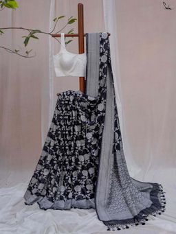 Suta - Women Black Silk Woven Saree