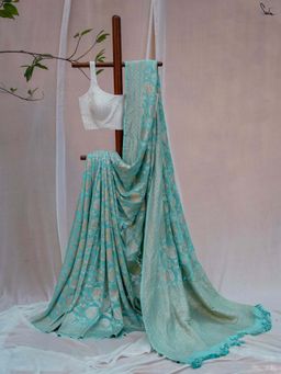 Suta - Women Blue Silk Woven Saree