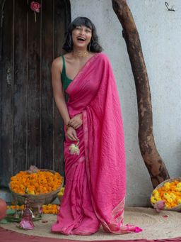 Suta - Women Pink Silk Woven Saree