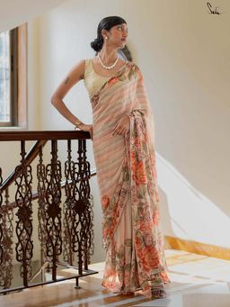 Suta - Women Multi-Colour Georgette Embellished/Sequined Saree