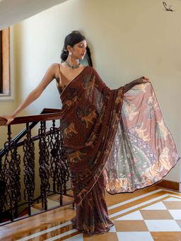 Suta - Women Multi-Colour Georgette Embellished/Sequined Saree