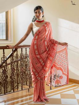 Suta - Women Red Georgette Embellished/Sequined Saree