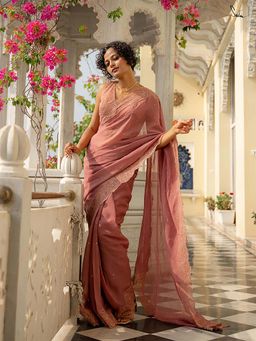 Suta - Women Pink Organza Embellished/Sequined Saree