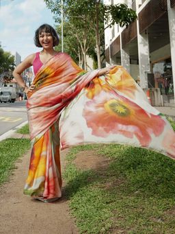 Suta - Women Multi-Colour Organza Printed Saree