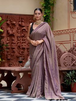 Suta - Women Red Tissue Solid/Plain Saree