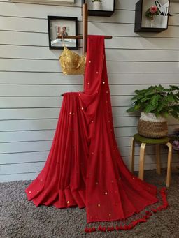 Suta - Women Red Cotton Woven Saree