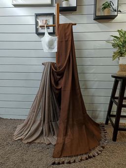 Suta - Women Brown Cotton Printed Saree