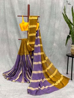 Suta - Women Purple Cotton Woven Saree
