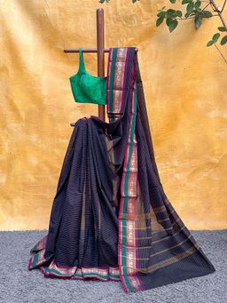 Suta - Women Black Cotton Woven Saree