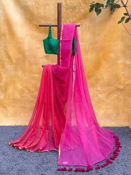 Suta - Women Pink Cotton Woven Saree