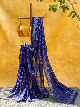 Suta - Women Blue Organza Woven Saree