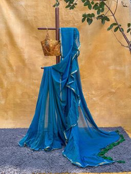 Suta - Women Blue Cotton Woven Saree