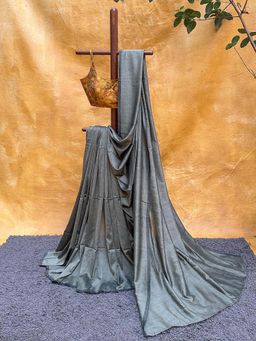 Suta - Women Grey Cotton Woven Saree