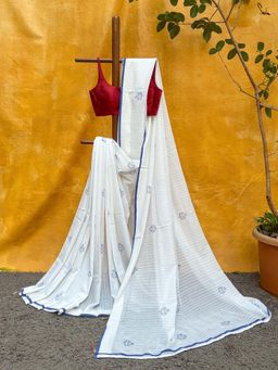 Suta - Women White Cotton Woven Saree