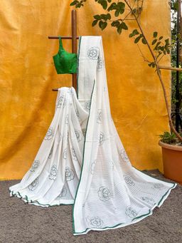 Suta - Women White Cotton Woven Saree
