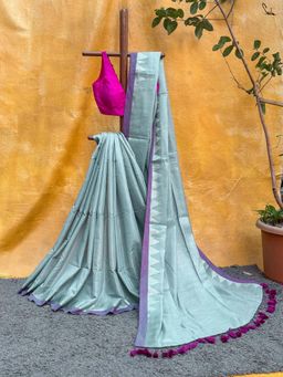 Suta - Women Grey Linen Blend Woven Saree