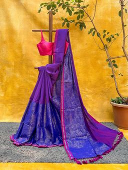 Suta - Women Purple Cotton Woven Saree
