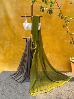 Suta - Women Grey Cotton Woven Saree