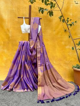 Suta - Women Lavender Cotton Woven Saree