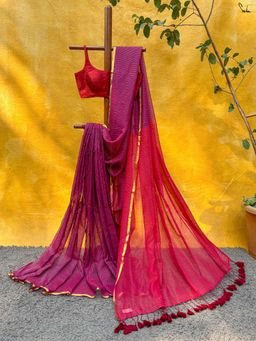 Suta - Women Maroon Cotton Woven Saree