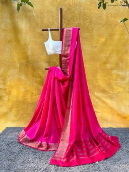 Suta - Women Pink Cotton Silk Woven Saree