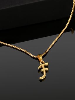 Estele - Valentine Gift - Gold Plated Initial F Letter Pendant for Women