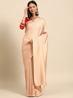 Chhabra 555 - Cream Ethnic Handloom Saree with Unstitched Blouse