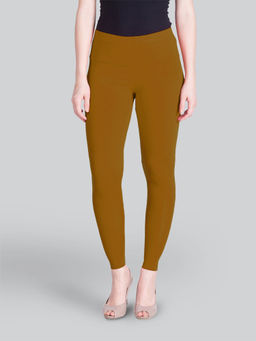 Lyra - Women Solid Premium Cotton Ankle Length Mid Waist Leggings Yellow