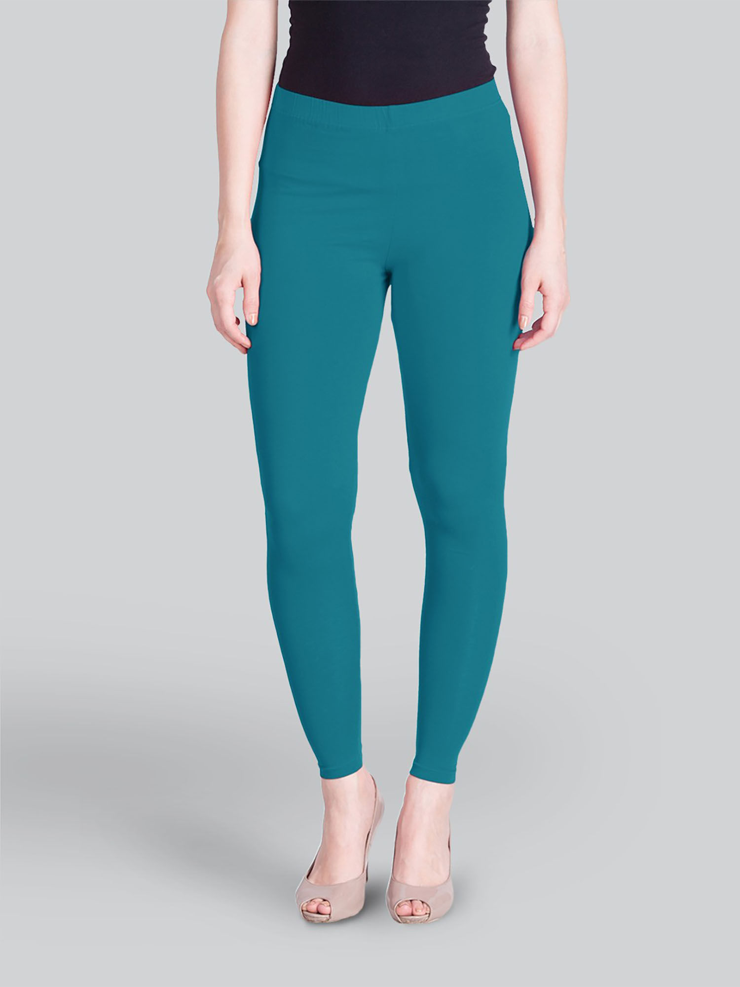 lyra Women Solid Premium Cotton Ankle Length Mid Waist Leggings Blue-picture-12