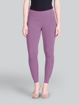 Lyra - Women Solid Premium Cotton Ankle Length Mid Waist Leggings Lavender